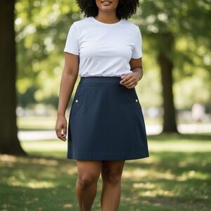 Athleta Black Mesh Lined Skort Women’s Size 10 With Snap Pockets Elastic Waist